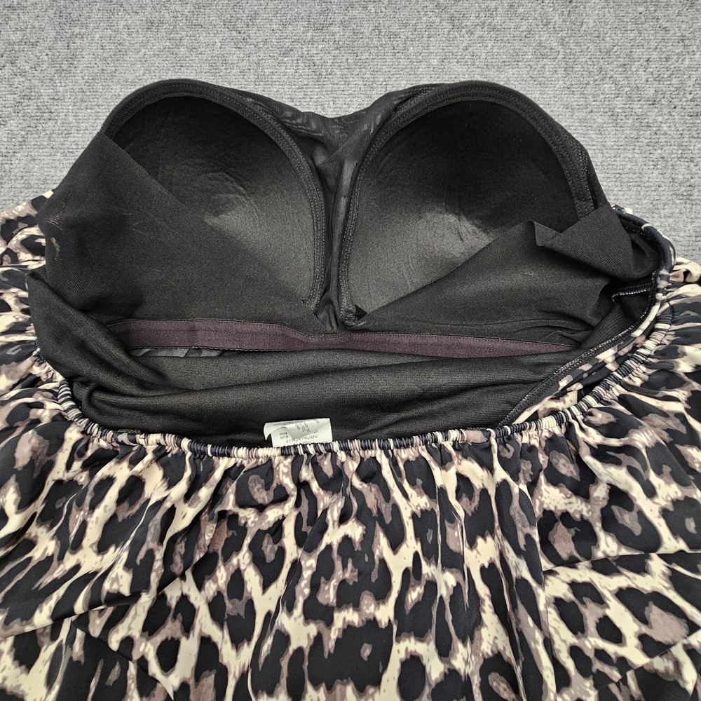 Swim Solutions Swimsuit Women 20W Black Multi Leopard Off Shoulder Tummy Control - Picture 5 of 11